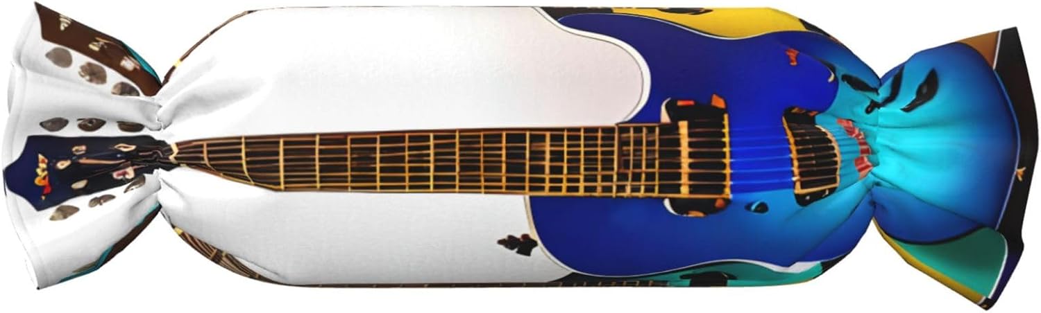 Colorful Guitars Print Candy Cylindrical Comfortable Pillow Throw Pillows Home Decor Easy Maintenance