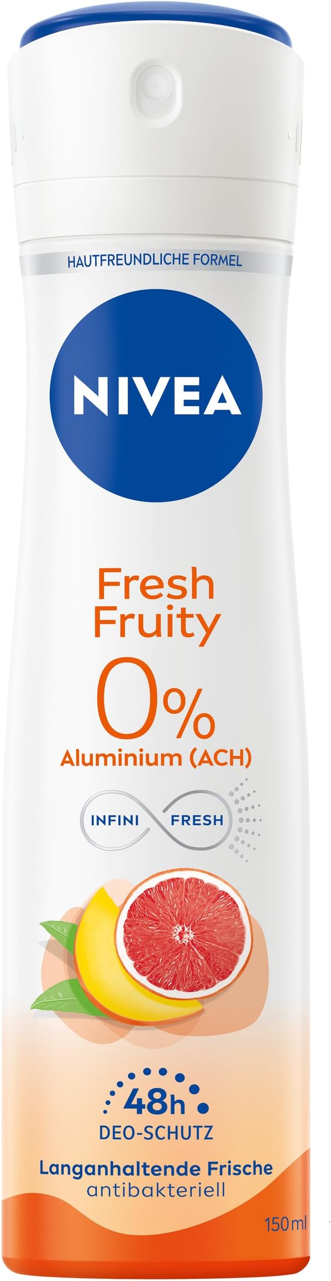NIVEA Fresh Fruity Deodorant Spray, Deodorant without Aluminium (ACH) with Fruity Fragrance and Cooling Formula, Deodorant with 48-Hour Protection and Unique Infinifresh Formula (150 ml)