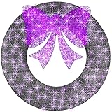 Best Choice Products 36in Pre-Lit Outdoor Halloween Wreath, LED Metal Holiday DΓ©cor w/ 120 Lights, Bow - Purple/Black
