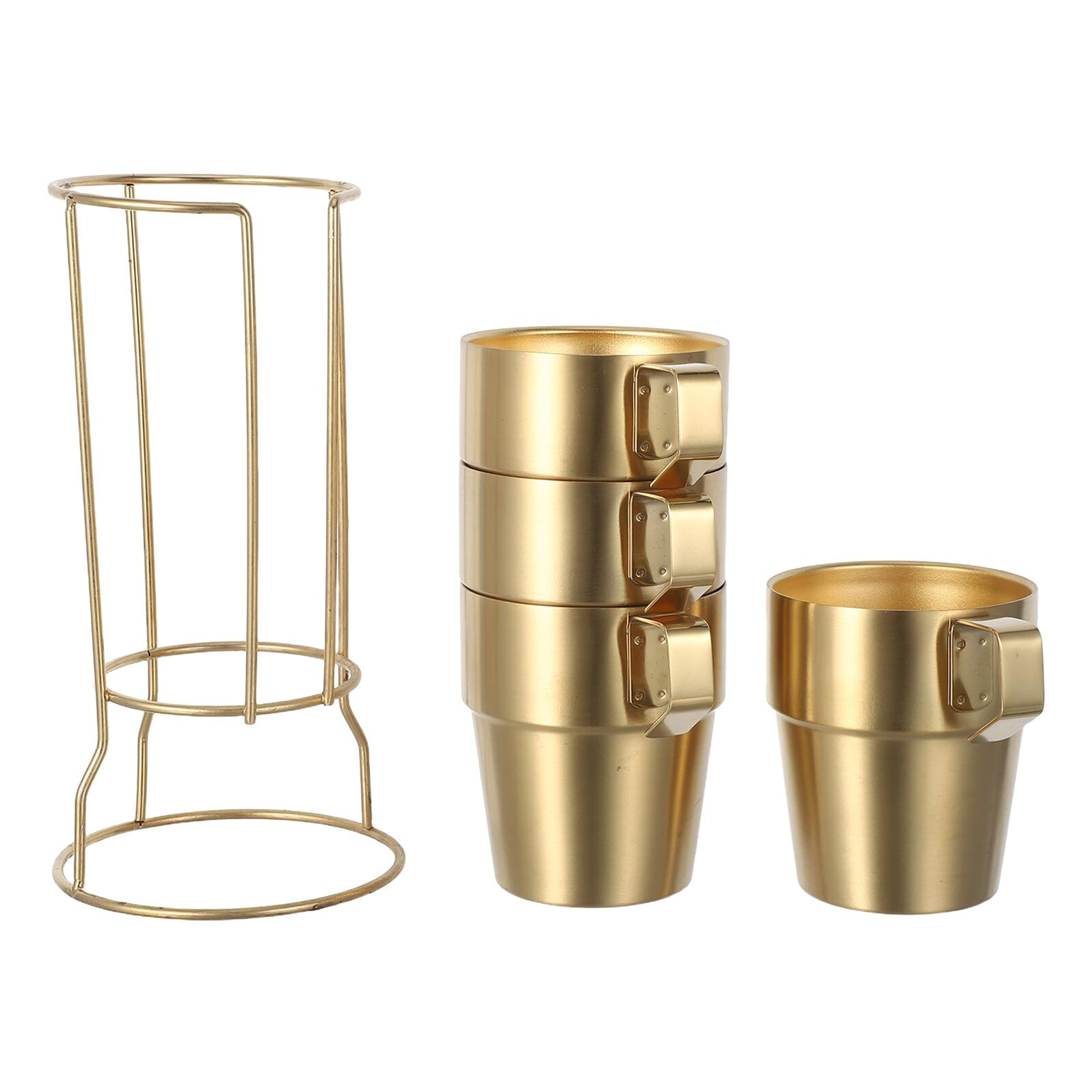 Homoyoyo 1sets Tazze da The in Acciaio Inox Doppio Isolamento con Supporto Tazze da Caffè Impilabili da Tè con Manico Isolate per Tè e Caffè