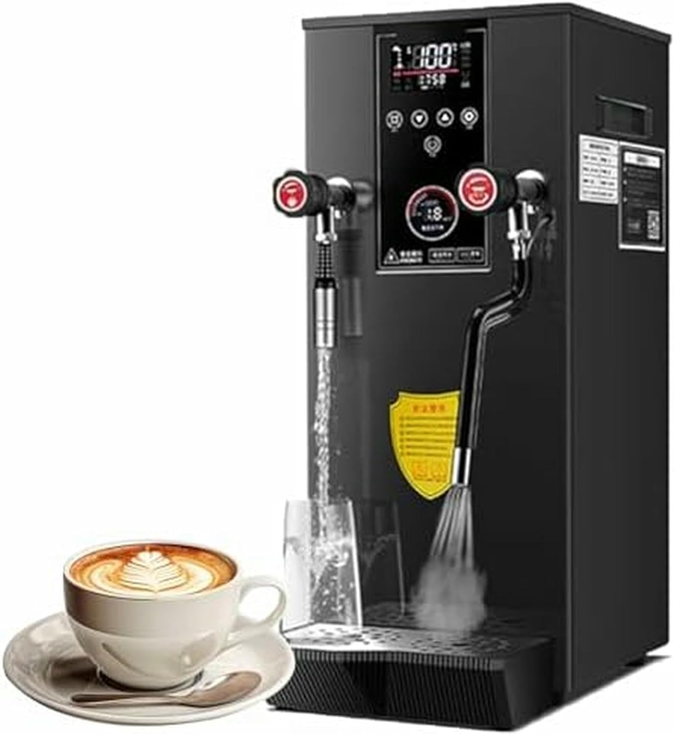 2500W Commercial Multi-Purpose Milk Frother, 12L Full-Automatic Electric Steam Boiling Water Frothing Machine with LCD Temperature Display, for Tea, Hot Chocolate, Cappuccino