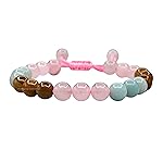 Amazing Gemstone Trauma Manifestation PTSD Bracelet - Rose Quartz Amazonite Yellow Jasper Bracelet Set for Men Women Healing Calming Anxiety Stress Relief Item Gifts(Adjustable)