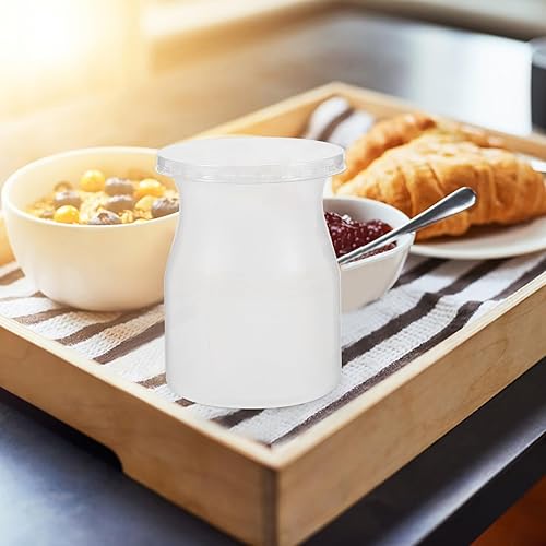 Miniatura 3 de UPKOCH Juego de 20 tarros de vidrio transparente con tapas, recipientes de plástico para yogur, tazas de postre, tarros de pudín, mousse, helado,