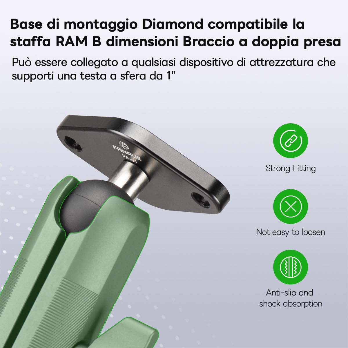 Base di montaggio Ram per manubrio per bicicletta moto con supporto Ram per binario con montaggio a sfera da 1 pollice per smartphone con fotocamera d'azione  44
