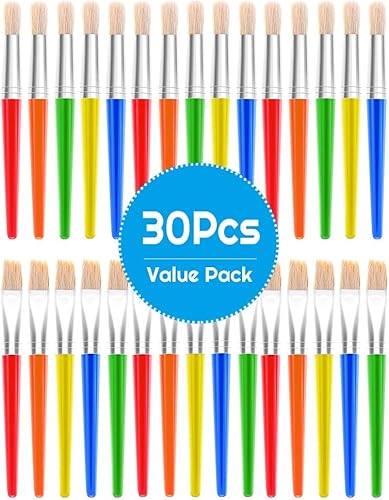 Miniatura 3 de Anezus Juego de 30 pinceles de pintura para niños con acuarela redonda jumbo y pinceles planos grandes para manualidades