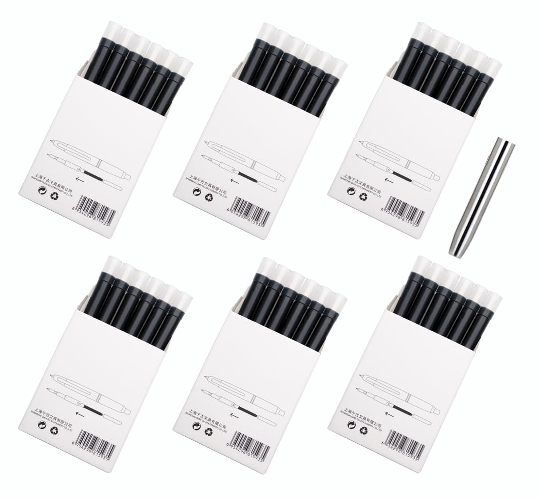 Jinhao - Juego de 10 cartuchos de tinta para pluma estilográfica, 36 cartuchos de tinta negra + 1 protector de metal, diámetro de orificio de 5,5 mm, recambio de tinta de secado rápido para bolígrafo