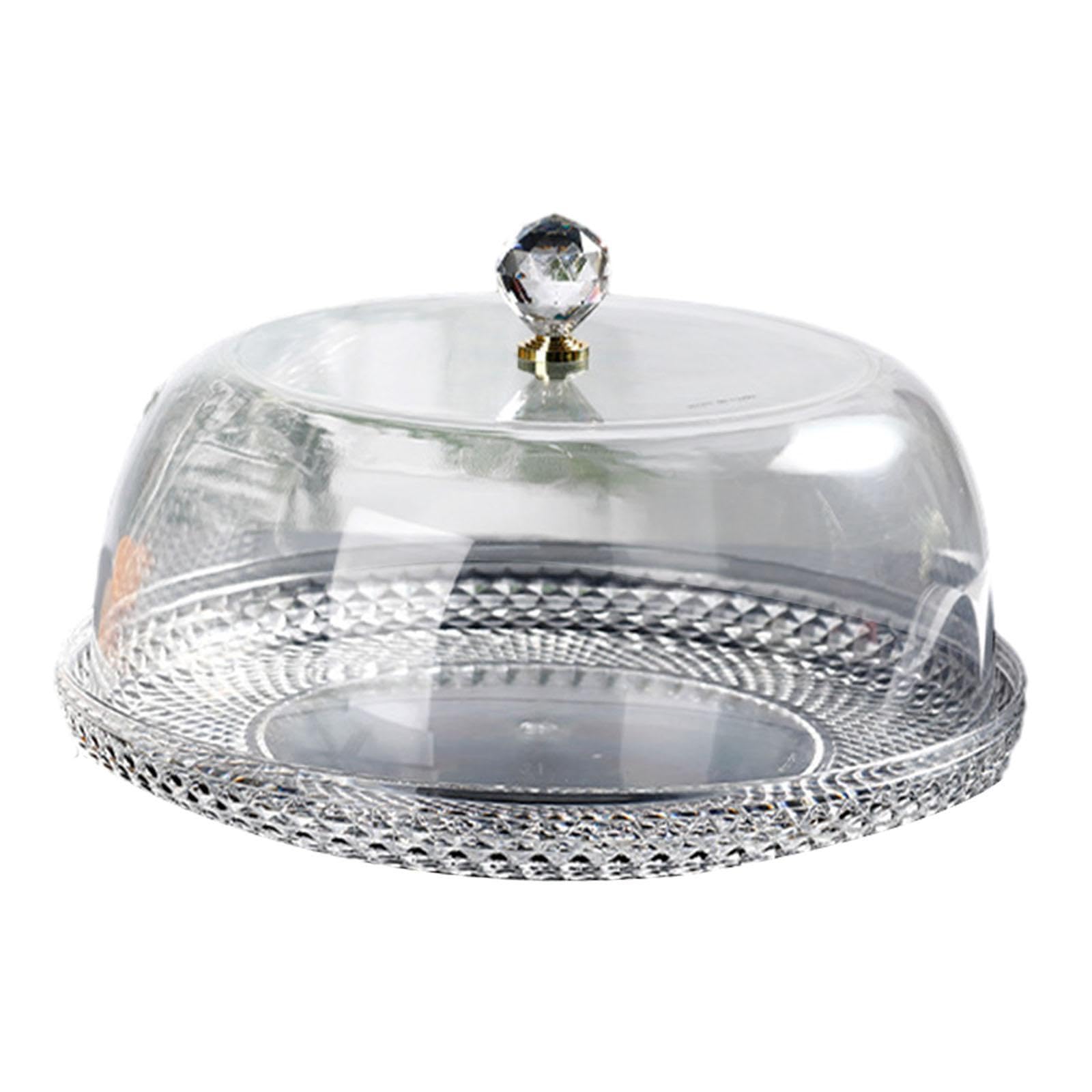 QIXCXAZ Sophisticated Cake Platter Clear Dome Lid Excellent For Displaying Desserts Cakes And Cupcakes At Home Parties Events Foot Cake Plate With Dome Tray