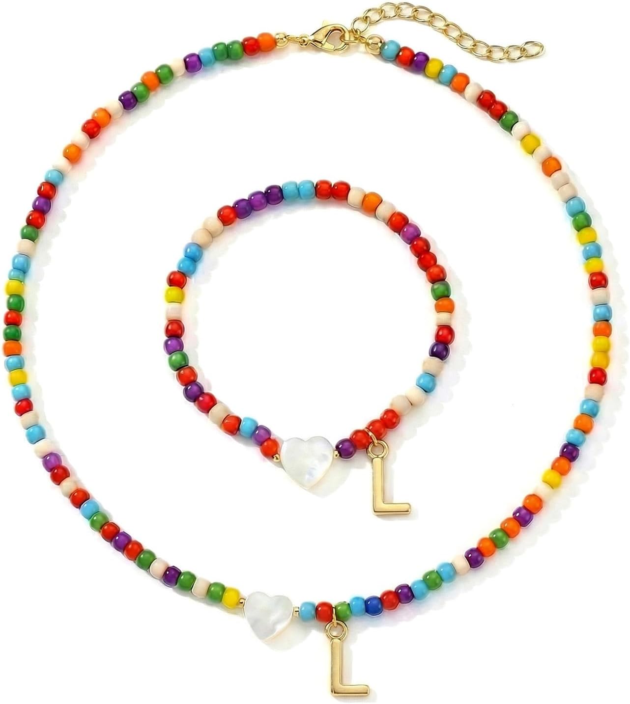 18K Gold Plated Colorful Beaded Cross Necklace Set For Women