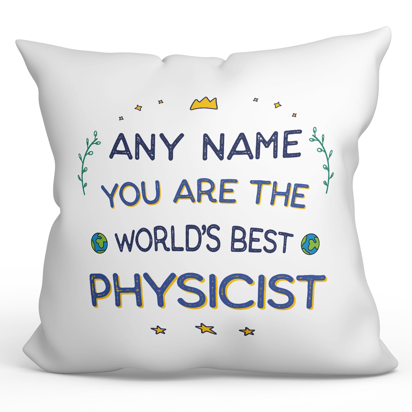 MUGFFINS Personalised Cushion for PHYSICIST Padding included - in English - World's Best - Funny custom gift - Pillow: cover and filling 15.7x15.7 inches โ image 1