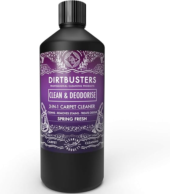 Dirtbusters Carpet Shampoo Cleaner Solution, Clean & Deodorise with Stain Cleaning Remover and Odour Treatment, Spring Fresh (1L)