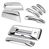 Chrome Door Handles+Top Half Mirror Covers+Tailgate Cover (with Camera Hole) Compatible with Chevrolet Silverado GMC Sierra 1500 2500 3500 2014-2018 - Not for Towing Mirror