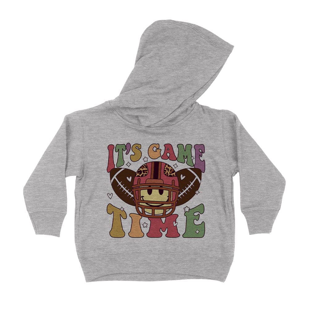It's Game Time Football Kids Hoodie Sweatshirt Toddler 4T Heather Grey