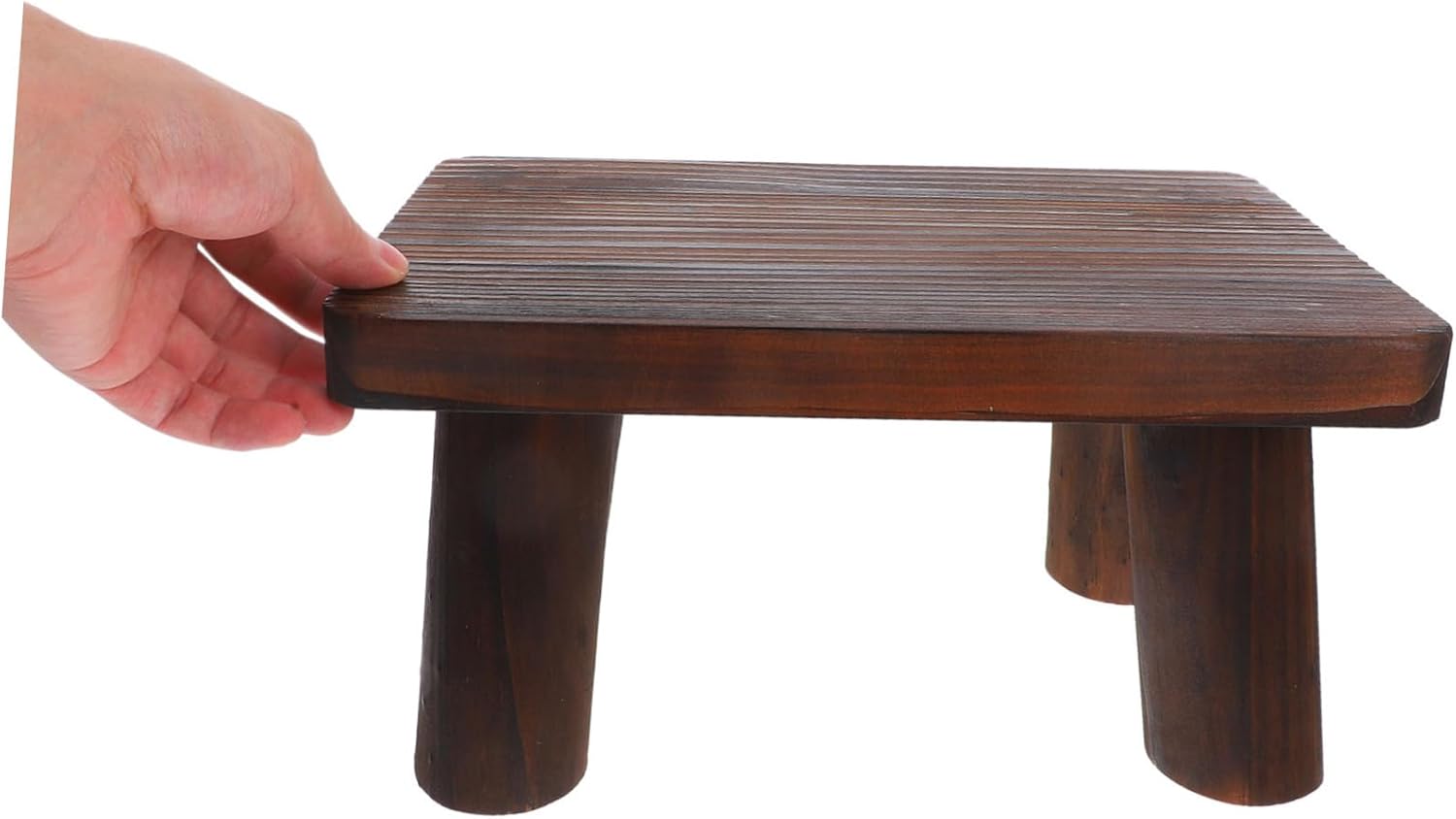 Wooden Step Stool for Seniors Portable Pine Foot Stool Non-Slip Feet for Bathroom Kitchen and Bedroom