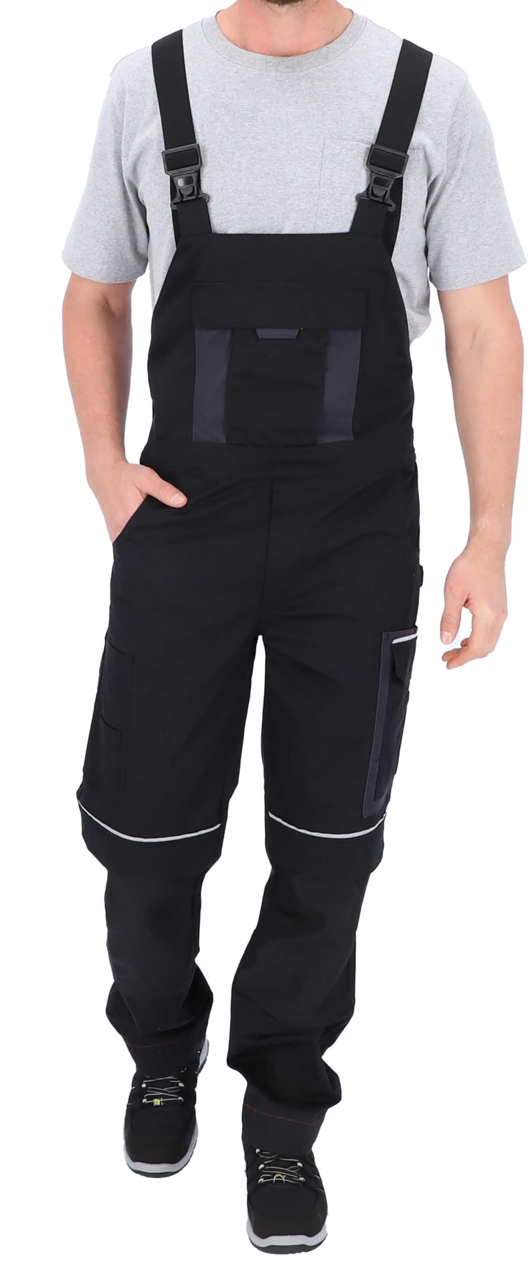 Latzhose Herren mit Stretch – Lange Arbeitshose für Männer mit Werkzeugtaschen – Robuste Arbeitskleidung für Handwerk, BAU & Heimwerker – bequem & strapazierfähig