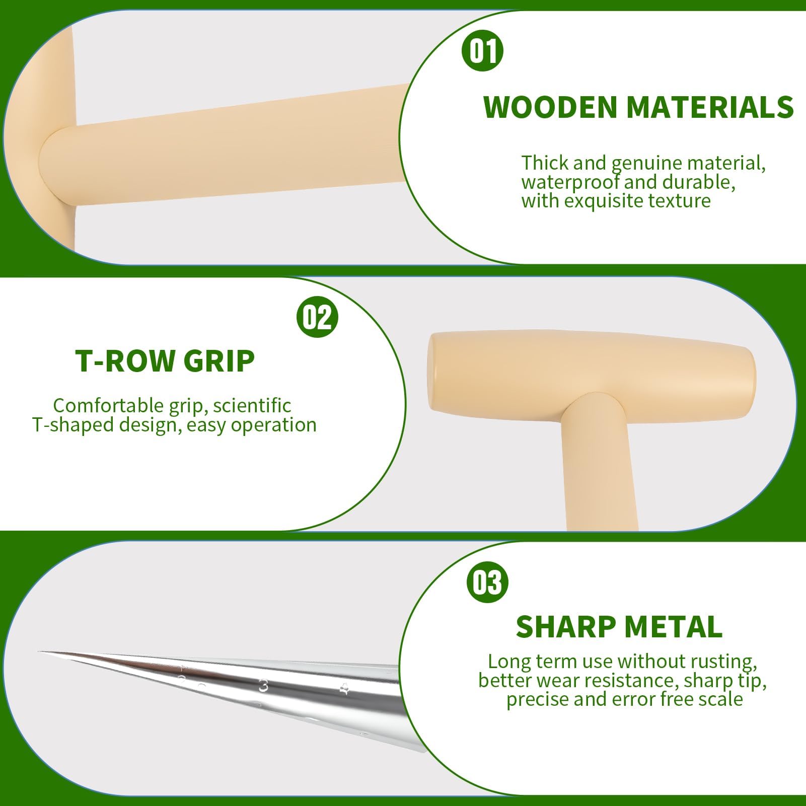 Plantoir à Main en Acier Inoxydable avec Manche en Bois Ergonomique – Outil de Jardinage Durable et Élégant pour la Plantation de Bulbes, Graines et Plantes Herbacées Facile à nettoyer