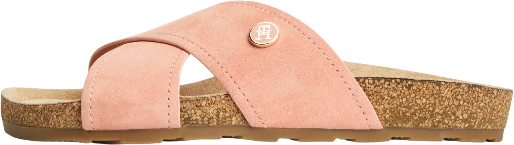 Tommy Hilfiger Women's Pink Suede Strap Cork Sandals