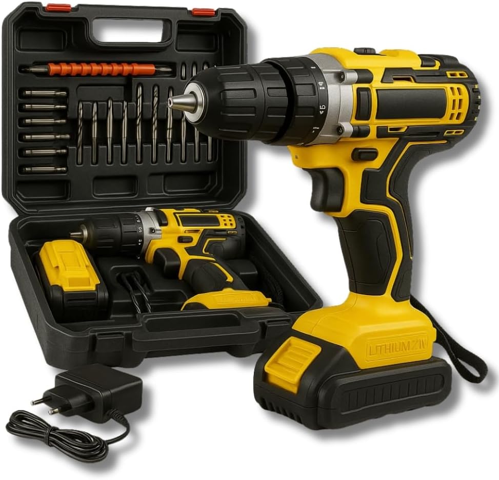 Parafusadeira Furadeira DeckCasa 48v Profissional 2 Baterias Sem Fio 3 Parafusadeira, Furadeira Sem Fio 21V com 2 Baterias, Brocas, Potente, Durável e Versátil para Profissionais Premium