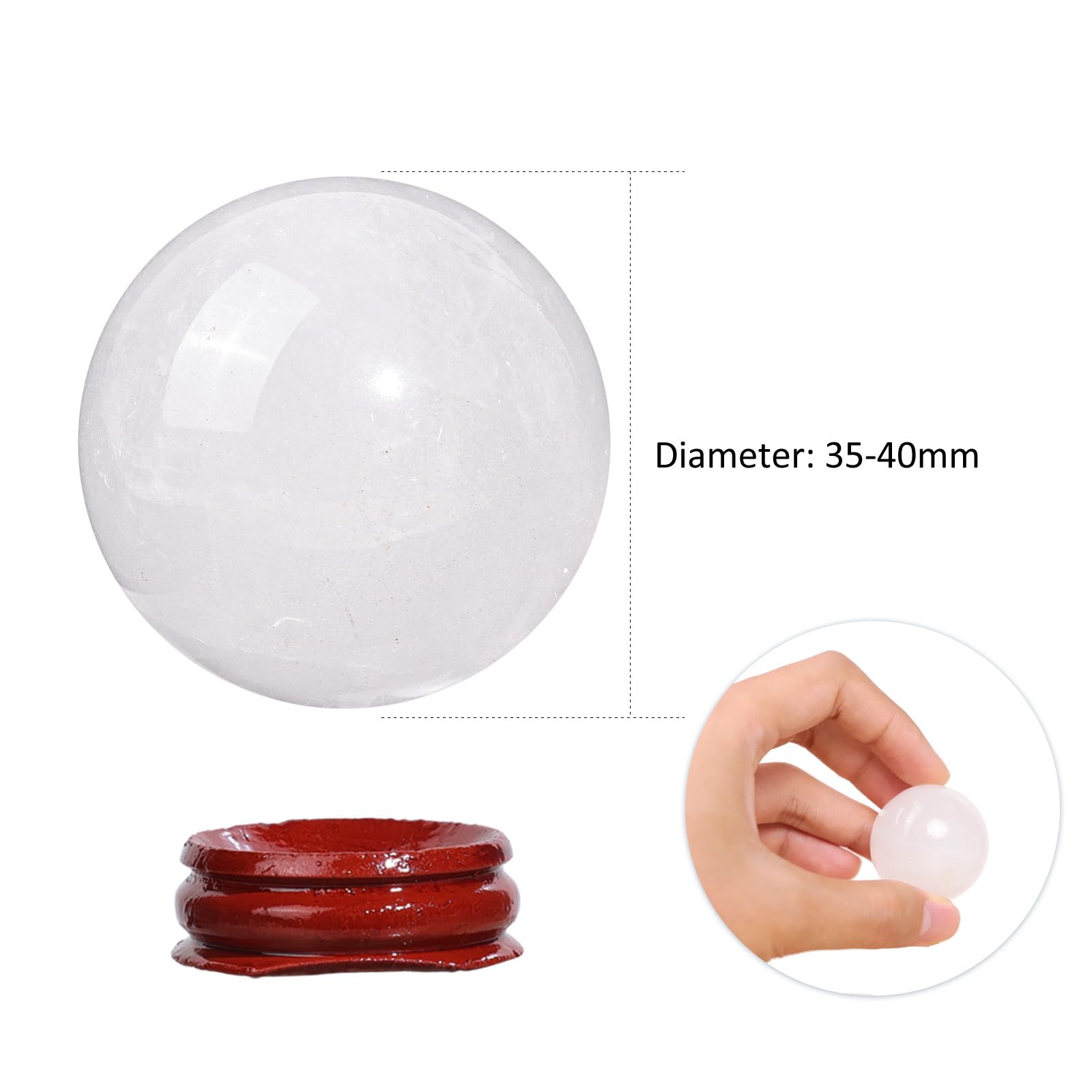 Nupuyai Natural Rock Crystal Ball with Wooden Stand - Image 2