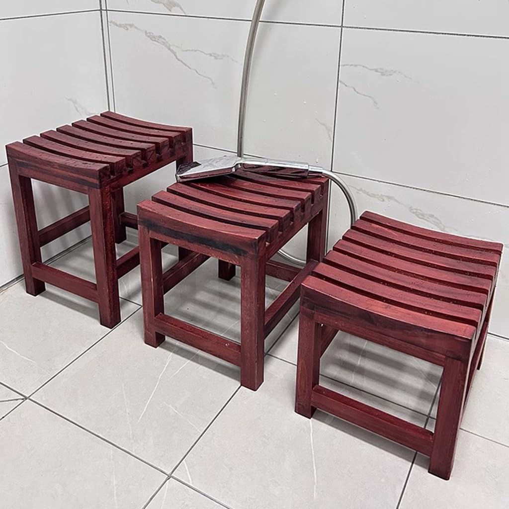 Taburete de ducha de madera para baño, impermeable, antideslizante, asiento bajo para sala de estar, dormitorio, pasillo, banco de cambio de zapatos duradero y versátil