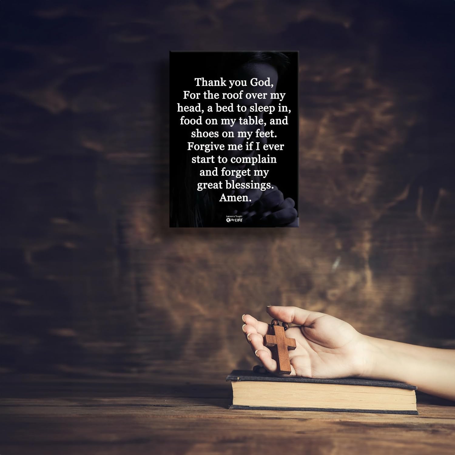 Thank God Wall Art Christian Wall Decor Inspirational Bible Verse Canvas Poster Religious Motivational Picture Print for Bedroom Living Room Prayer Room Home Decor Ready to Hang(16x24in Canvas)