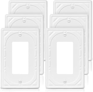 Off White Decorative Single Mental Switch Covers Wall Plate, 6 Pack