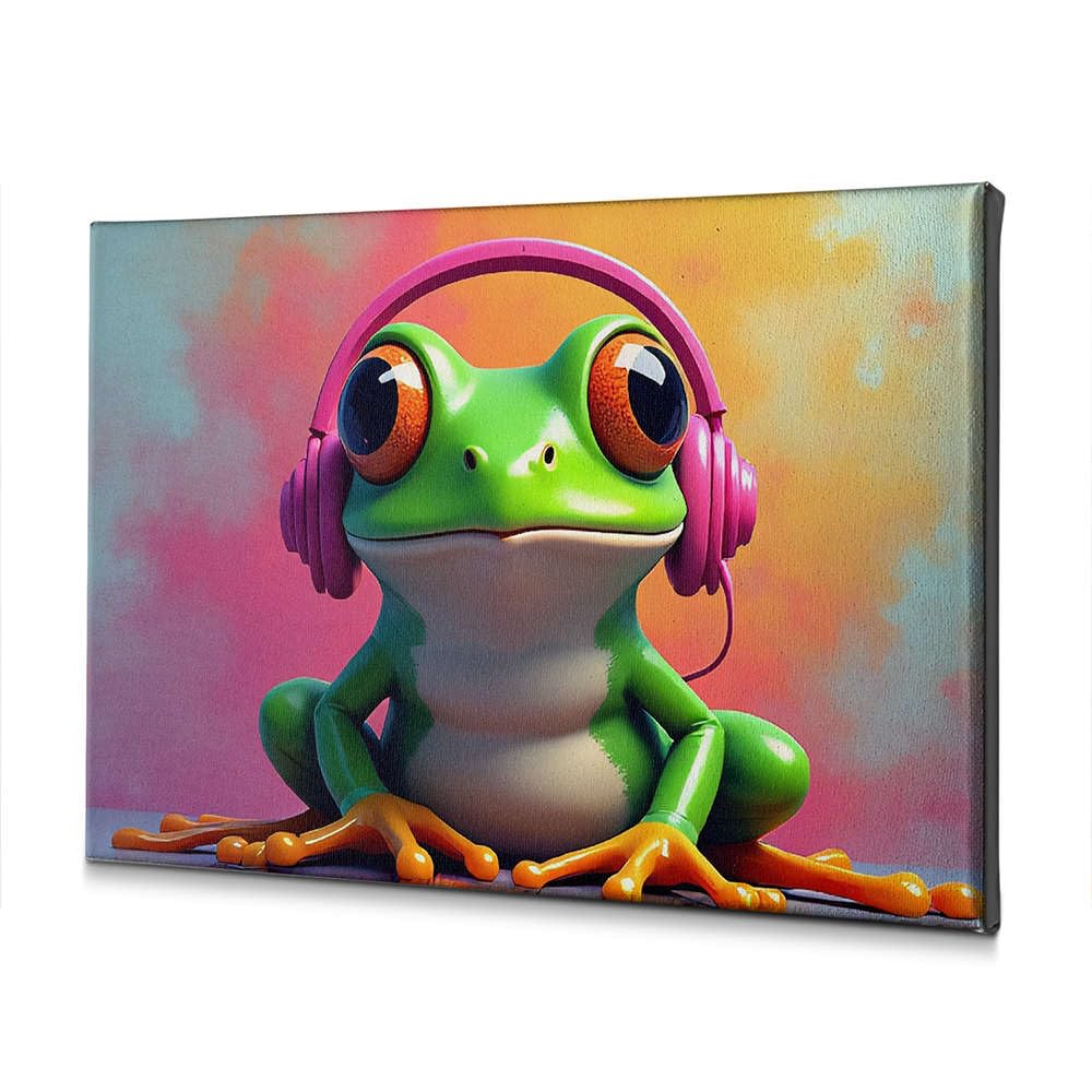 Tableau grenouille écouteurs, l'idée cadeau déco de Pâques originale - 4