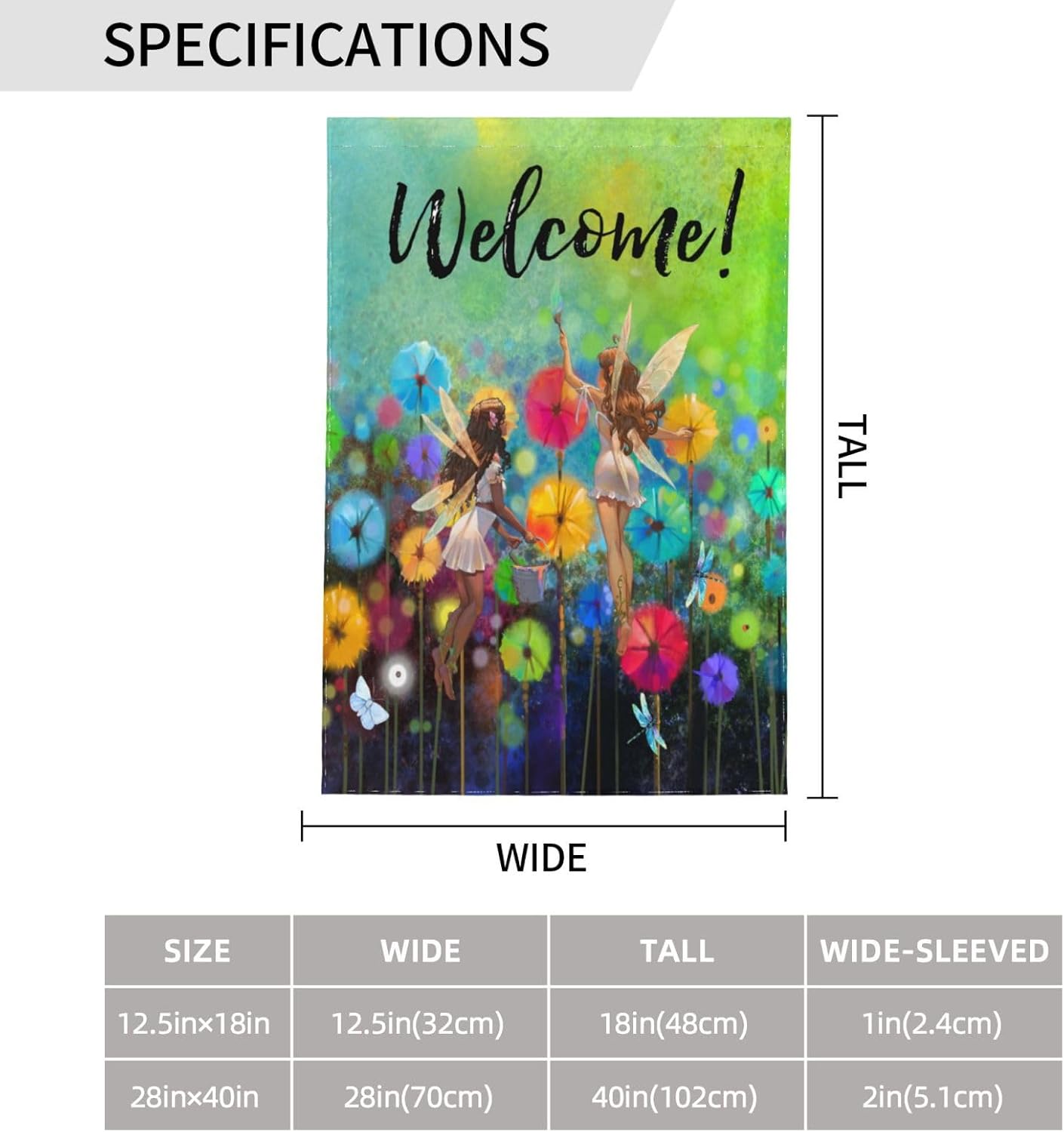 Welcome Garden Flag 12 X 18 In Outdoor Summer Spring Fairy Flowers Dragonfly Floral Mini Yard Flag House Flags Farmhouse Sign For Home Garden Decoration Banner - Image 3