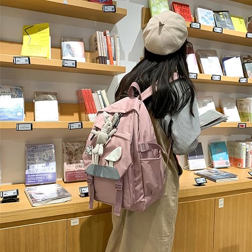 Miniatura 2 de Mochila Kawaii con bonitos accesorios estéticos para portátil de 15.6 pulgadas, Rosado, Mochila para laptop