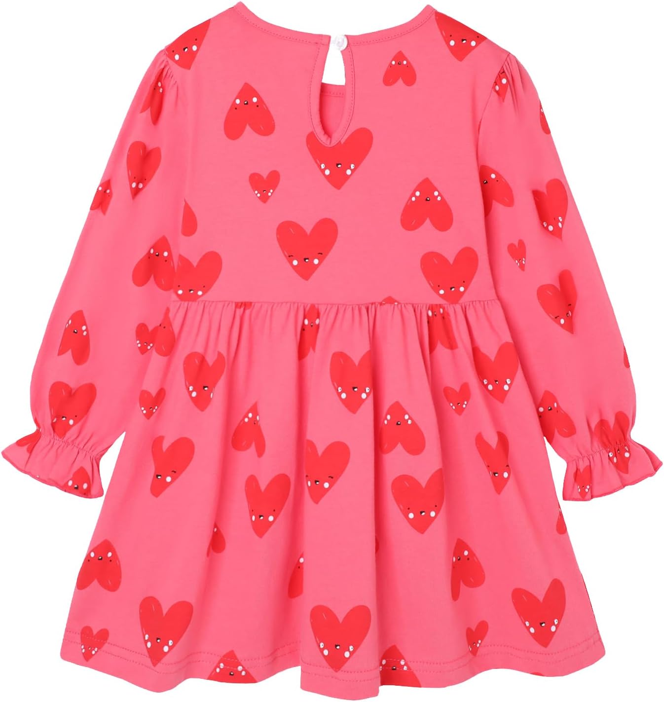 HILEELANG Toddler Girl Long Sleeve Dress Cotton Casual Jersey Shirt Playwear Applique Dress - Image 3