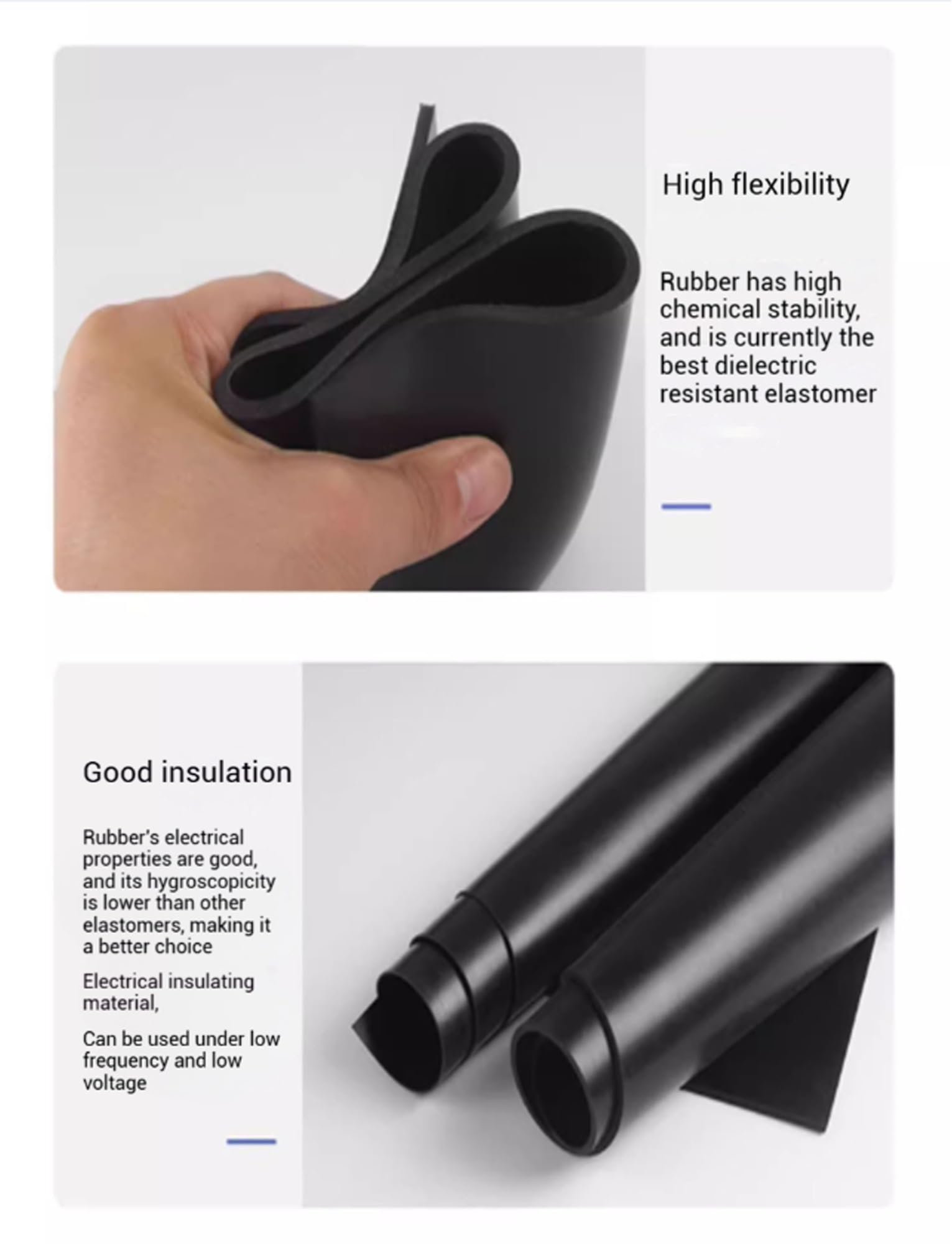 Tapete aislante de goma, tapete de seguridad de voltaje for pisos, lámina aislante de caucho for subestaciones/salas de distribución, tapete resistente for cuadros de distribución (negro)(100cm,0.2cm)