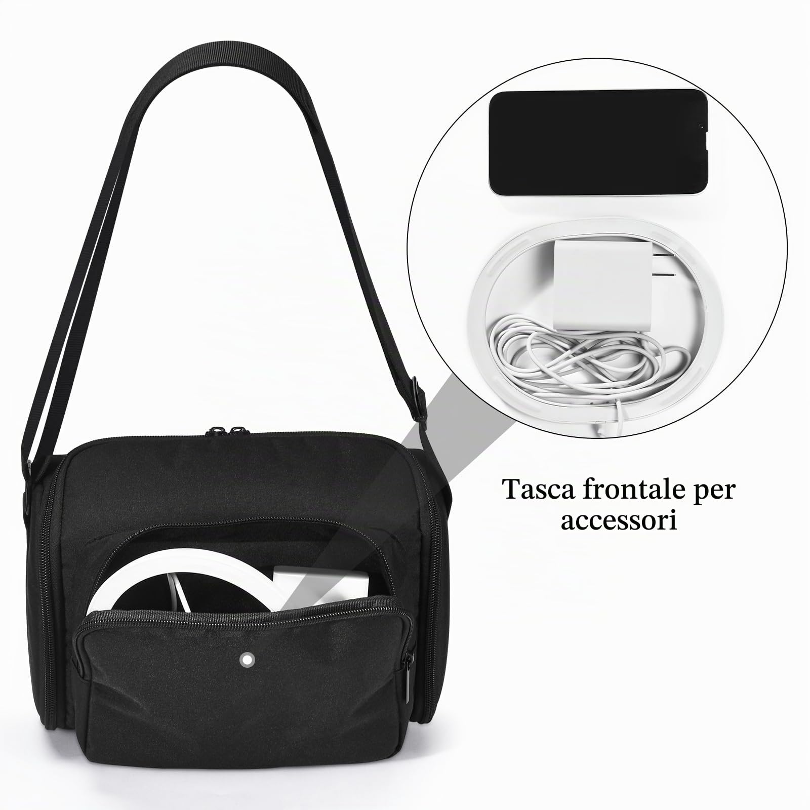 Custodia da Trasporto per Bose Diffusore Portatile SoundLink Max/per Sonos Move/Move 2 Altoparlante intelligente, Borsa da Viaggio per Sonos Move/Move 2 e Base di Ricarica,Cavo(Nero)