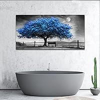 Vista 8 de FUHAIHUA Canvas Wall Art For Living Room Wall Decor For Bedroom Office Wall Decoration Black And White Landscape Painting Blue Tree Pictures Artwork