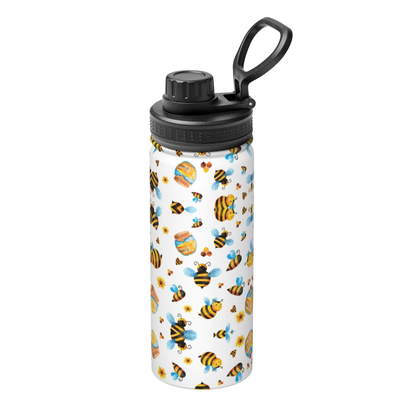 Kfjghhl Insulated Stainless Cartoon Bee Pattern Steel Water Bottle For Sport Gym Travel Leak Camping Hiking Hydration