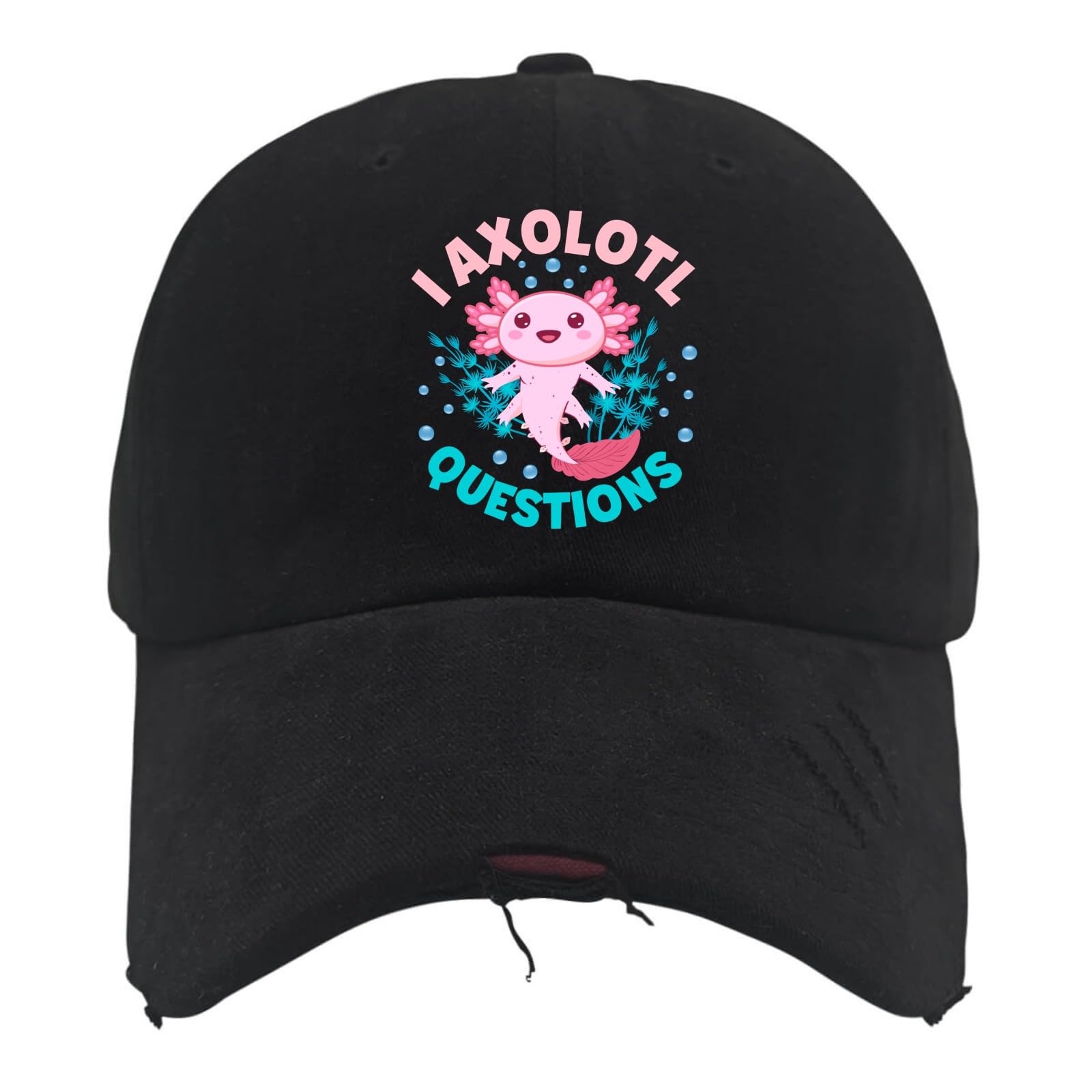 I Axolotl Questions Adults Youth Kids Axolotl Golf Hat Hats for Men Fashion AllBlack Womens Hats Gifts for Mom Cycling Hat