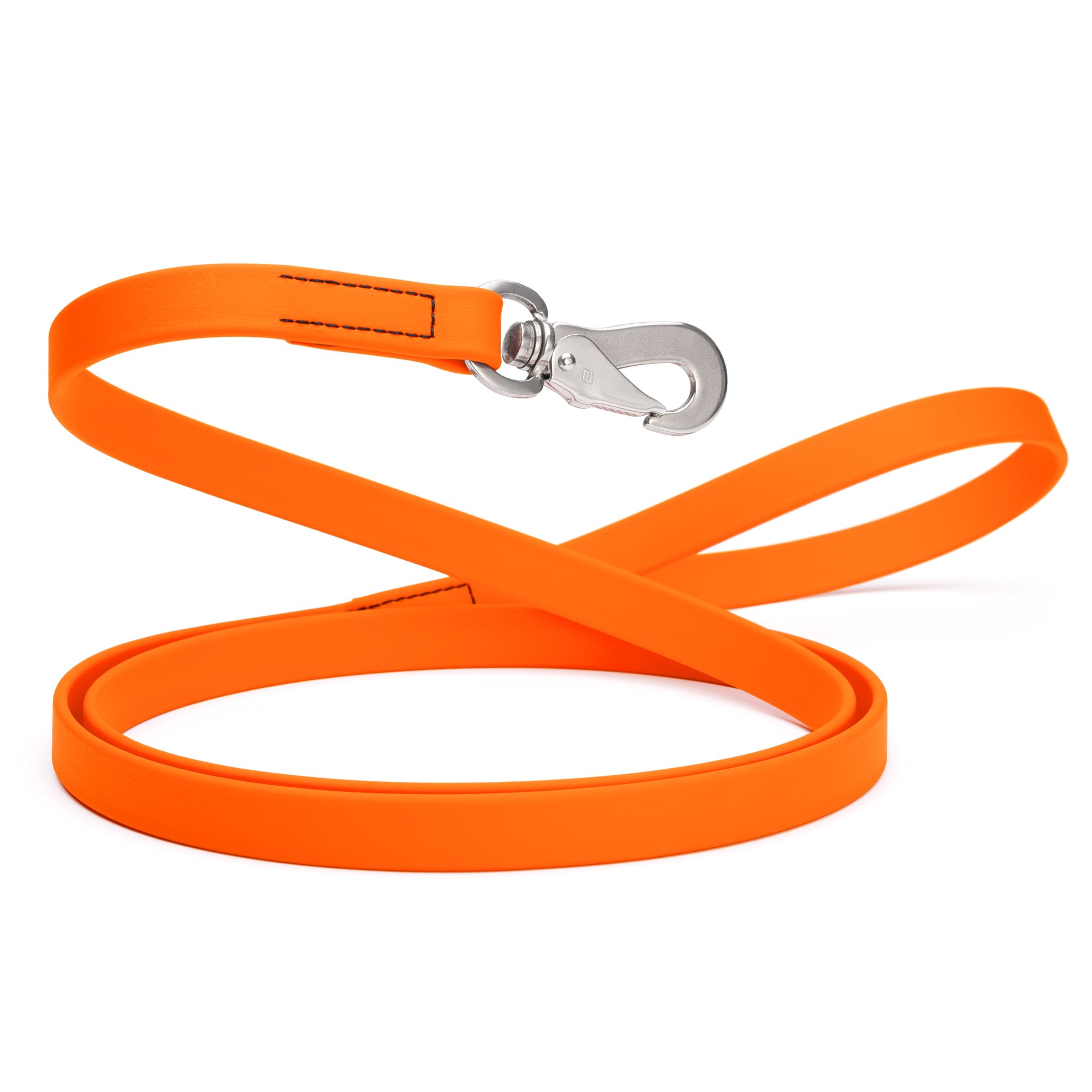 Randstark Biothane Waterproof Durable Dog Leash with Herm Sprenger Stainless Steel Swivel Snap Hook, 6 ft - for Medium and Large Dogs - Made in USA (Hunter Orange, W3/4" x L6')