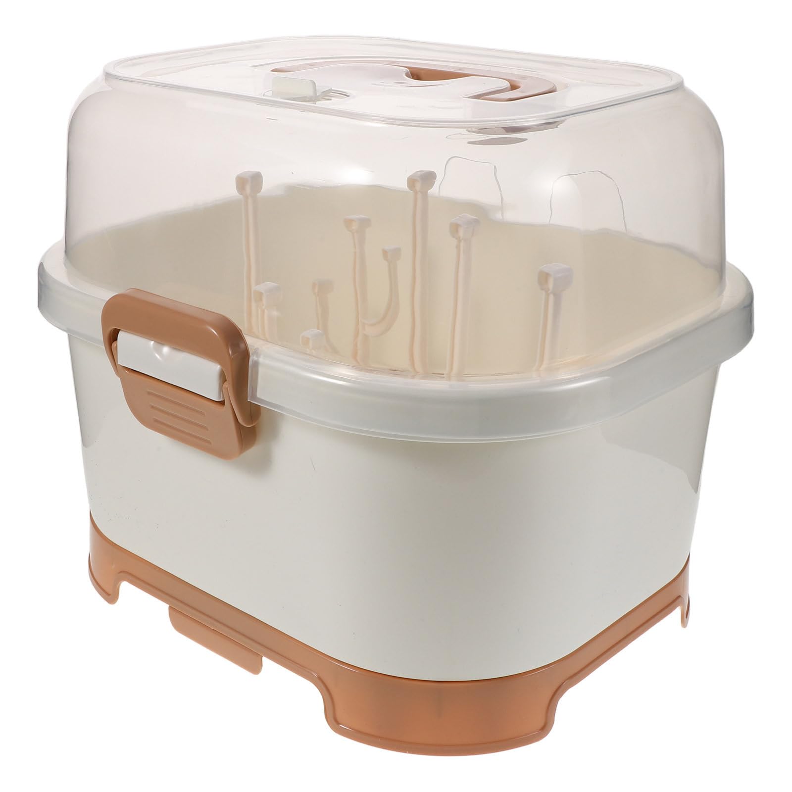 HEALLILY Estante de Secado para Biberones Organizador de Biberones Plástico con Tapa Almacenamiento Vertical y Utensilios para Viaje y Bolsa de Viaje para Bebés