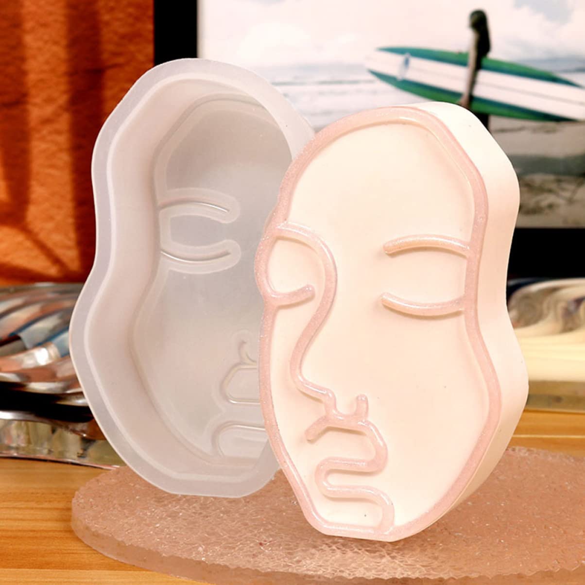Uonlytech Moldes De Silicona Para Jabón Y Velas Forma De Cara Para Manualidades Diy Resistente Y Duradero Para Creaciones Artesanales 2 Piezas X 4