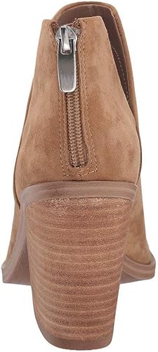 Miniatura 7 de FISACE - Botas con extremo puntiagudo, tacón medio y grueso, botines con corte en V y cierre de zíper trasero, de piel sintética, para mujer