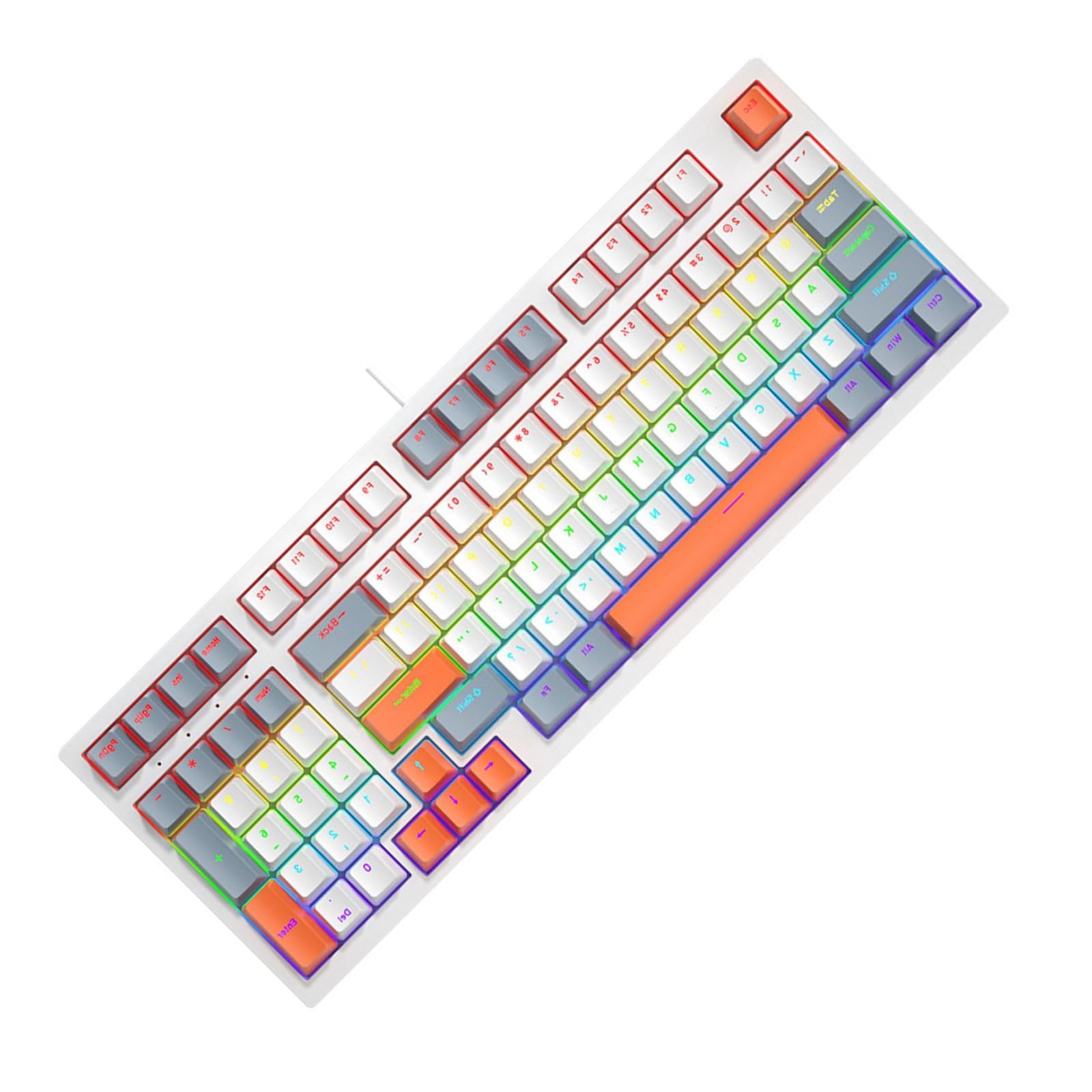 Tastiera meccanica da gioco 96 tasti Tastiera da gioco retroilluminata a LED Tastiera da ufficio ergonomica con filo per PC Gamers