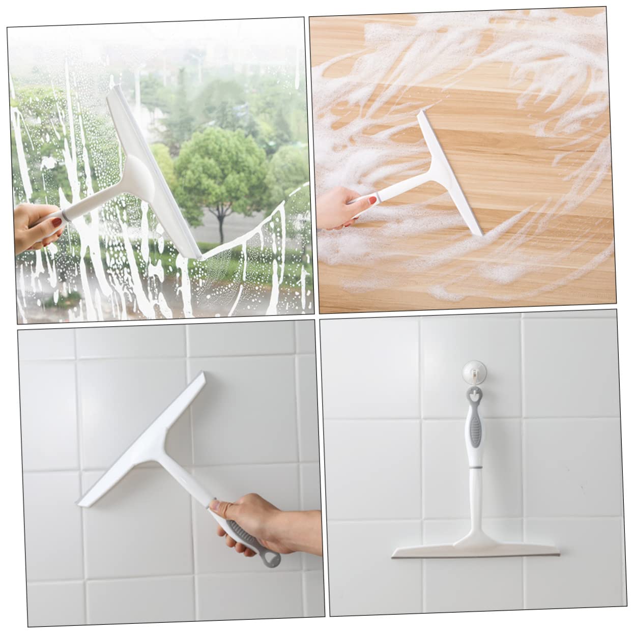 Baluue 2piezas Limpiador De Ventanas Multifuncional Mango Antideslizante Herramienta De Limpieza De Cristales y Superficies para Uso Hogar y Oficina