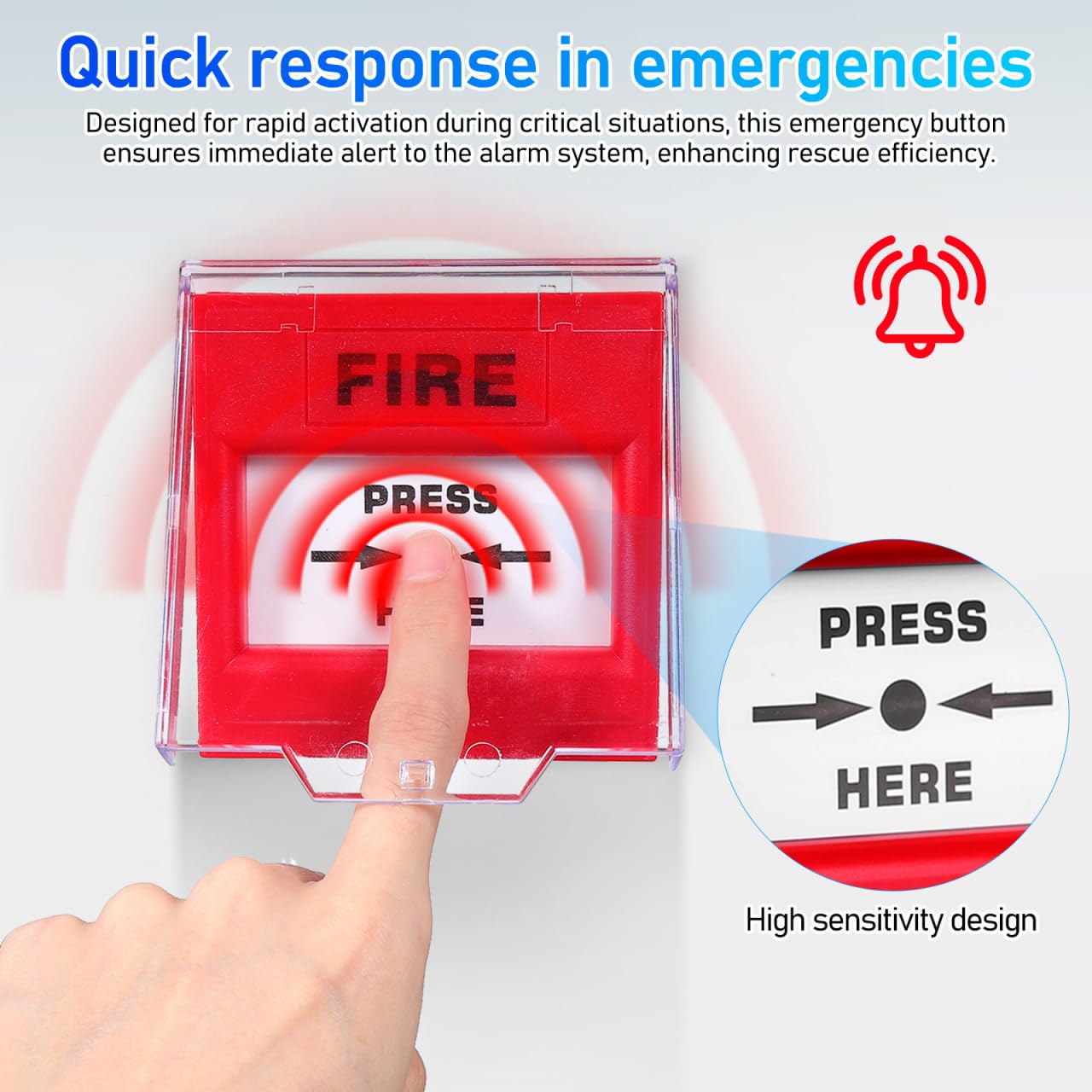 UKCOCO Bouton Alarme Incendie Verre avec Déverrouillage Manuel Urgence Contrôleur Électrique pour Maison Bureau et Publics Conçu pour Activation Rapide