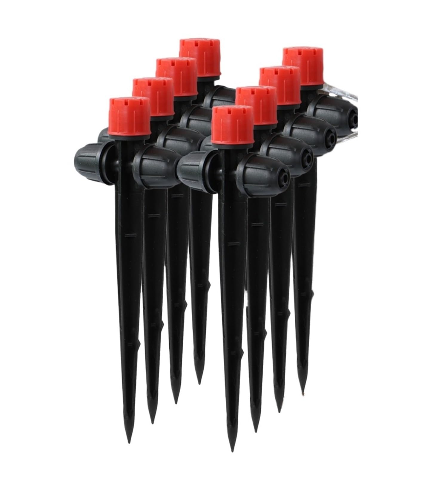 Emettitori per Irrigazione a Goccia Gocciolatore a 8 fori da 1/4″ con picchetto, irrigatore regolabile 0 a 80 l/h, anticaduta, for irrigazione esterna, sistema di a goccia micro(50pcs)