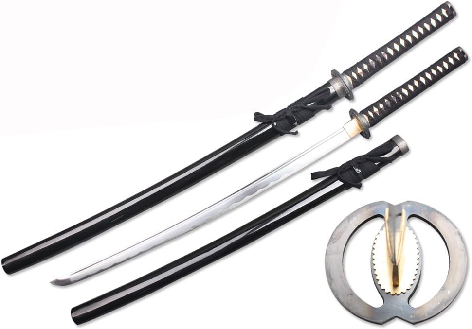 Fujiwara Series 41" Hand Forged Katana Samurai Sword Sharp 1045 Carbon Steel Shinogi Zukuri Blade w/Bo-Hi … (Black Saya)