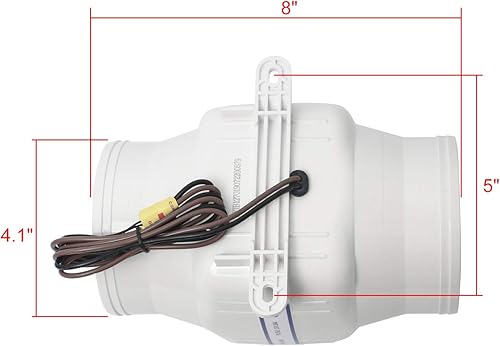 Miniatura 2 de NovelBee Soplador de aire de sentina marina en línea eléctrico de 12 V 270CFM de 4 pulgadas con ventilador de seis aspas maximiza el flujo de aire y