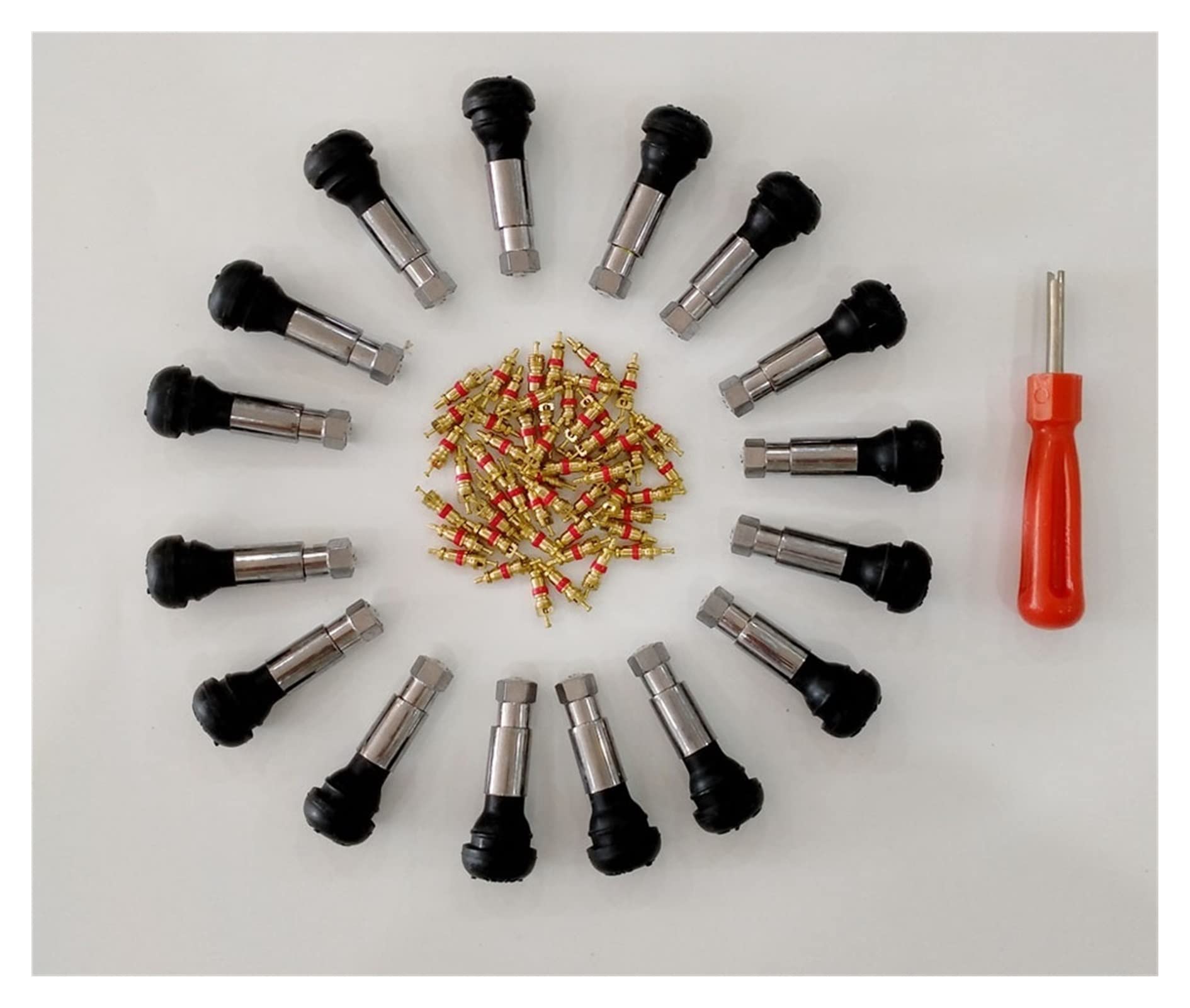yaoqijie 50pcs caucho negro TR414 Neumático de la rueda del automóvil del ansioso Tire de la válvula de la válvula de los neumáticos del neumático sin cámara Tallos Tapas de polvo Ruedas Neumáticos Pi