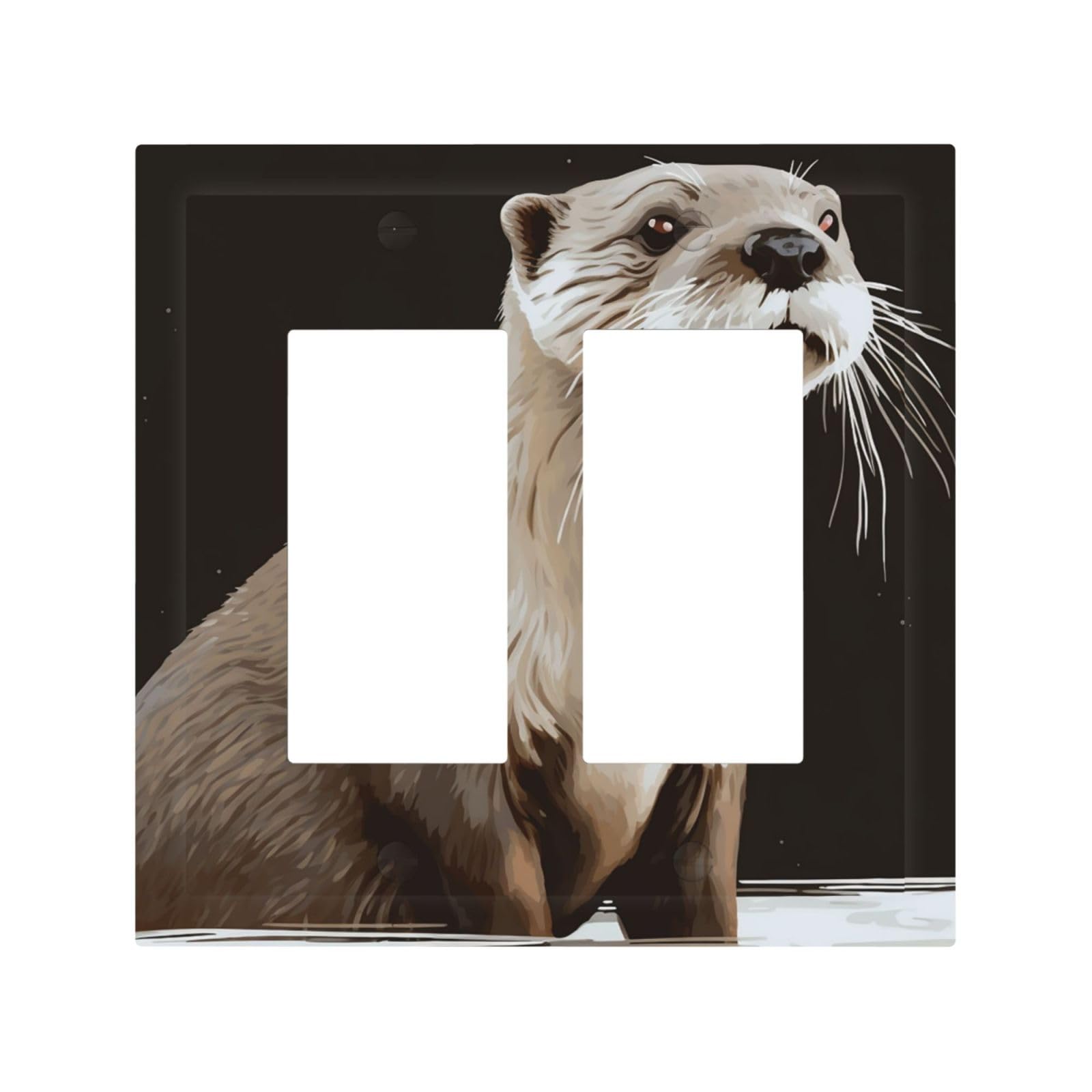 2-Gang Decorator Wall Plate Otter Light Switch Cover Double Toggle Receptacle Wall Plate Mid Size 4.9" x 5" Wallplate Unbreakable Polycarbonate Outlet Faceplates Covers