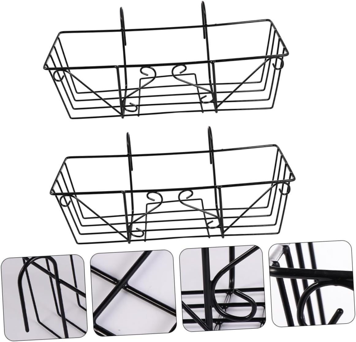 2Pcs Outdoor Planter Holder Rack Durable Hanging Flowerpot Stand for Balcony Display Vertical Gardening Long Bracket