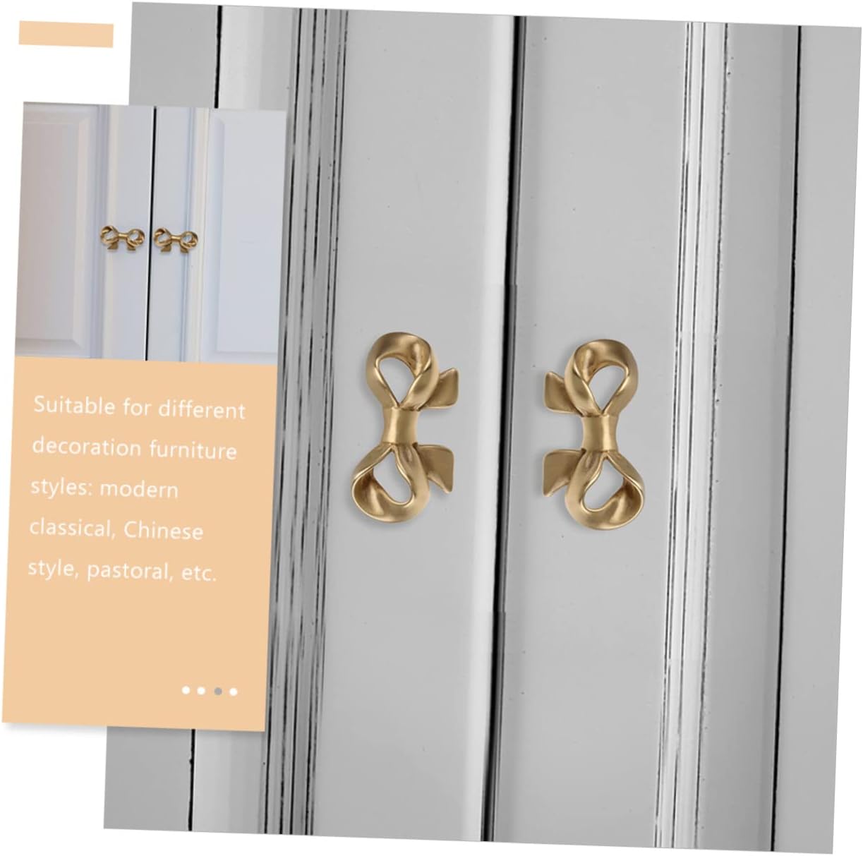 Hemobllo 2pcs Bow Handle Antique Dresser Vintage Dresser Vintage Vanity Furniture Hardware Pull Bar Cabinet Pull Metal Drawer Knob Metal Pulls Furniture Accessory Handle Brass Bow Tie