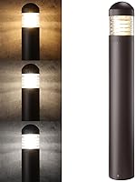 LEONLITE 43" 3CCT LED Bollard Pathway Light - Adjustable 14/19/24W, 0-10V Dimmable, UL Listed Commercial Landscape Fixture, Louvered
