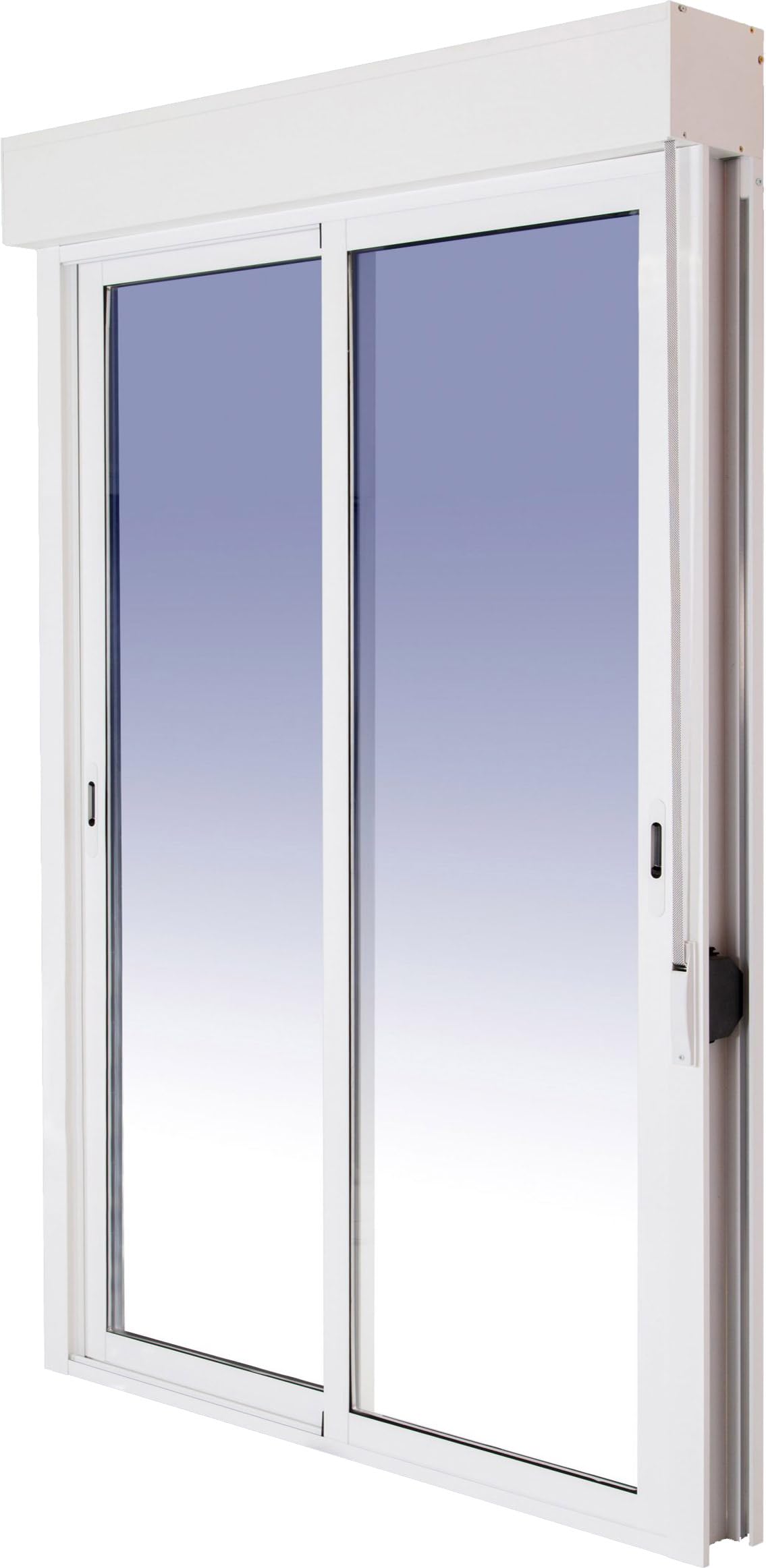 Ventanastock Puerta Balconera Aluminio Corredera Con Persiana (PVC) 1600×2185 2 hojas (marco y cajón persiana en kit) Con Mosquitera